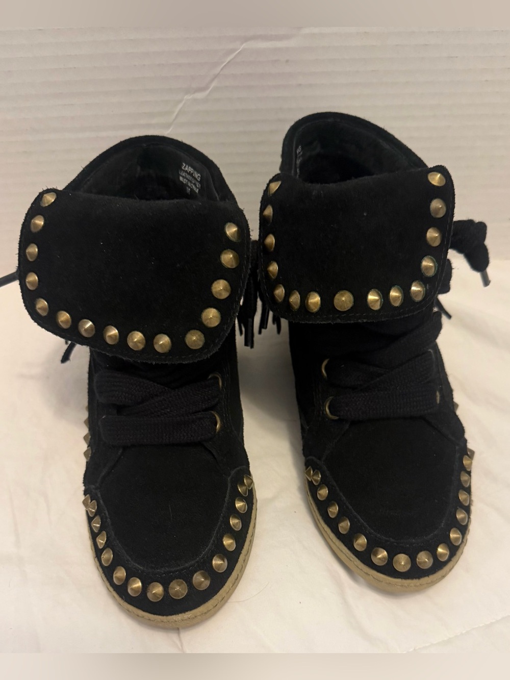 ASH Black suede Studded Women's Wedge Sneakers sz 36 US sz 5.5 to 6
